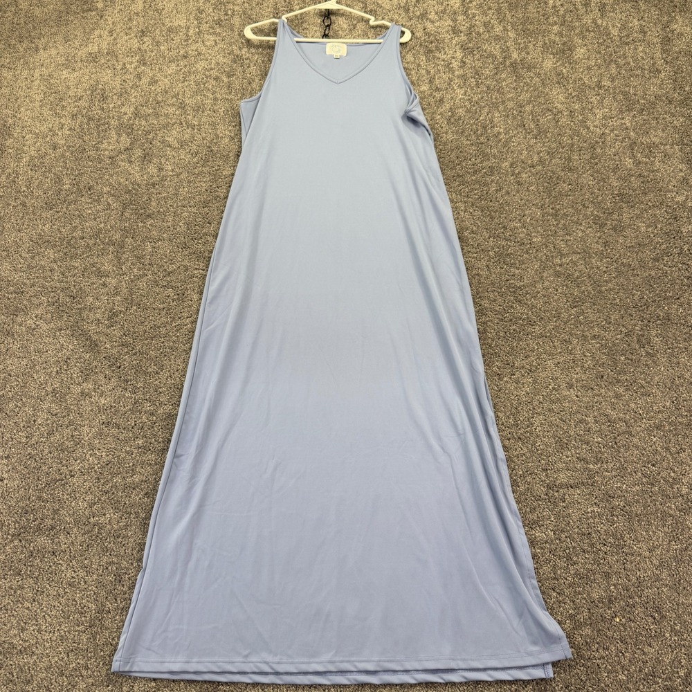 Salty Wave Maxi Dress Womens XL Blue Sleeveless V-Neck Pocket Casual